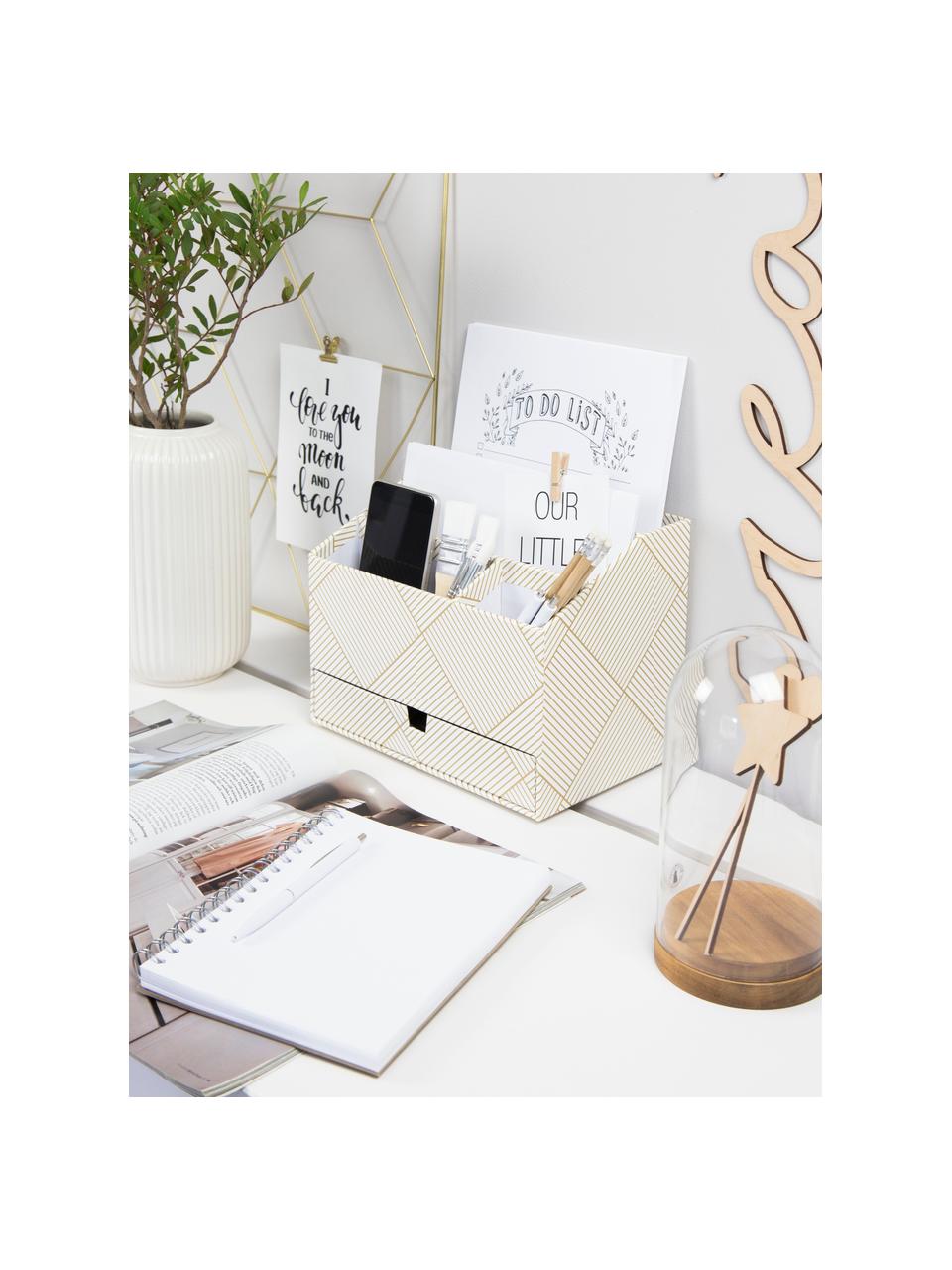 Büro-Organizer Greta, Fester, laminierter Karton
(100% recyceltes Papier), Goldfarben, Weiß, 24 x 18 cm