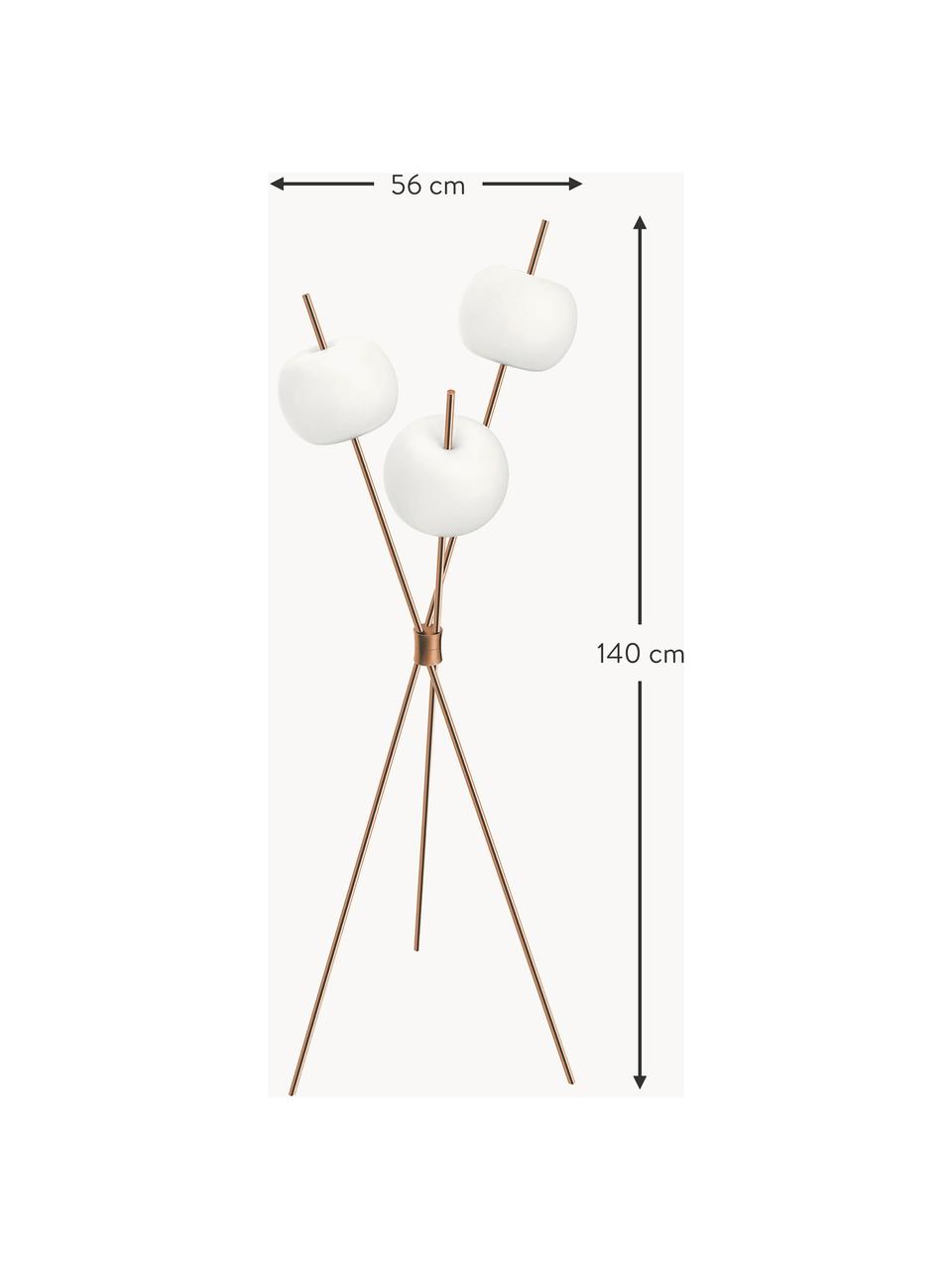 Stmievateľná stojacia lampa Kushi, Odtiene medenej, V 140 cm