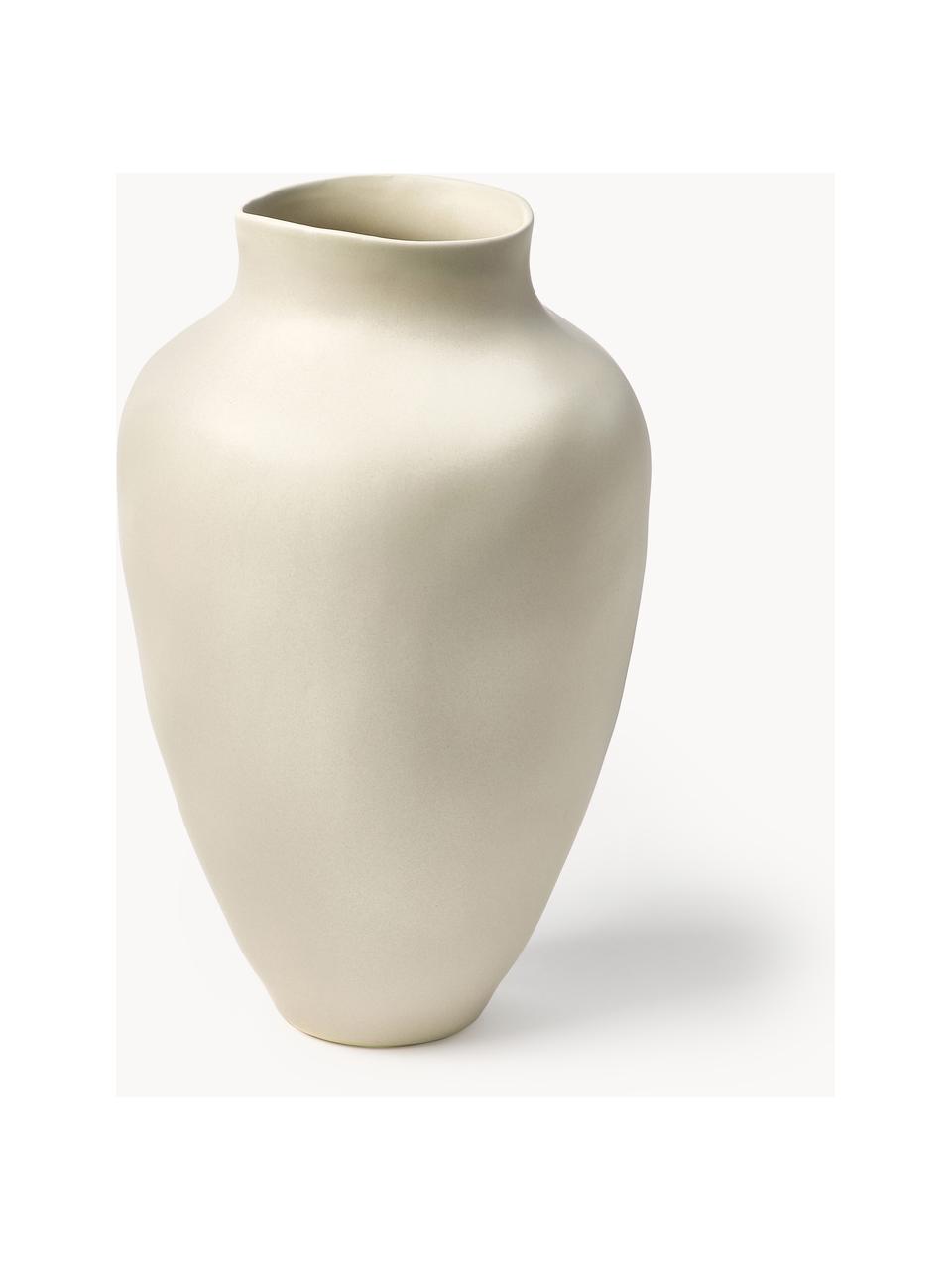 Ručně vyrobená váza Latona, V 41 cm, Kamenina, Krémově bílá, matná, Ø 27 cm, V 41 cm
