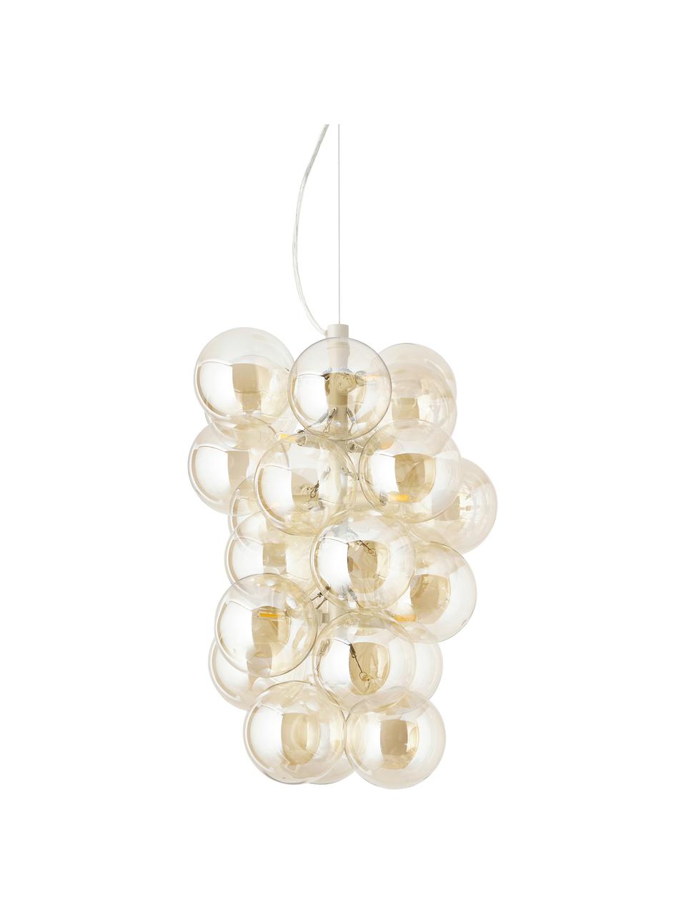Design hanglamp Bubbles van glas, Baldakijn: gepoedercoat metaal, Champagnekleurig, beige, Ø 41 x H 160 cm