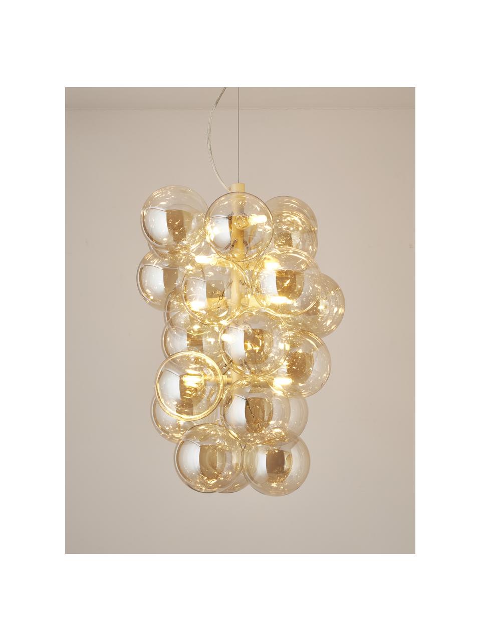 Dizajnová závesná lampa zo skla Bubbles, Champagne, béžová, Ø 41 x V 160 cm