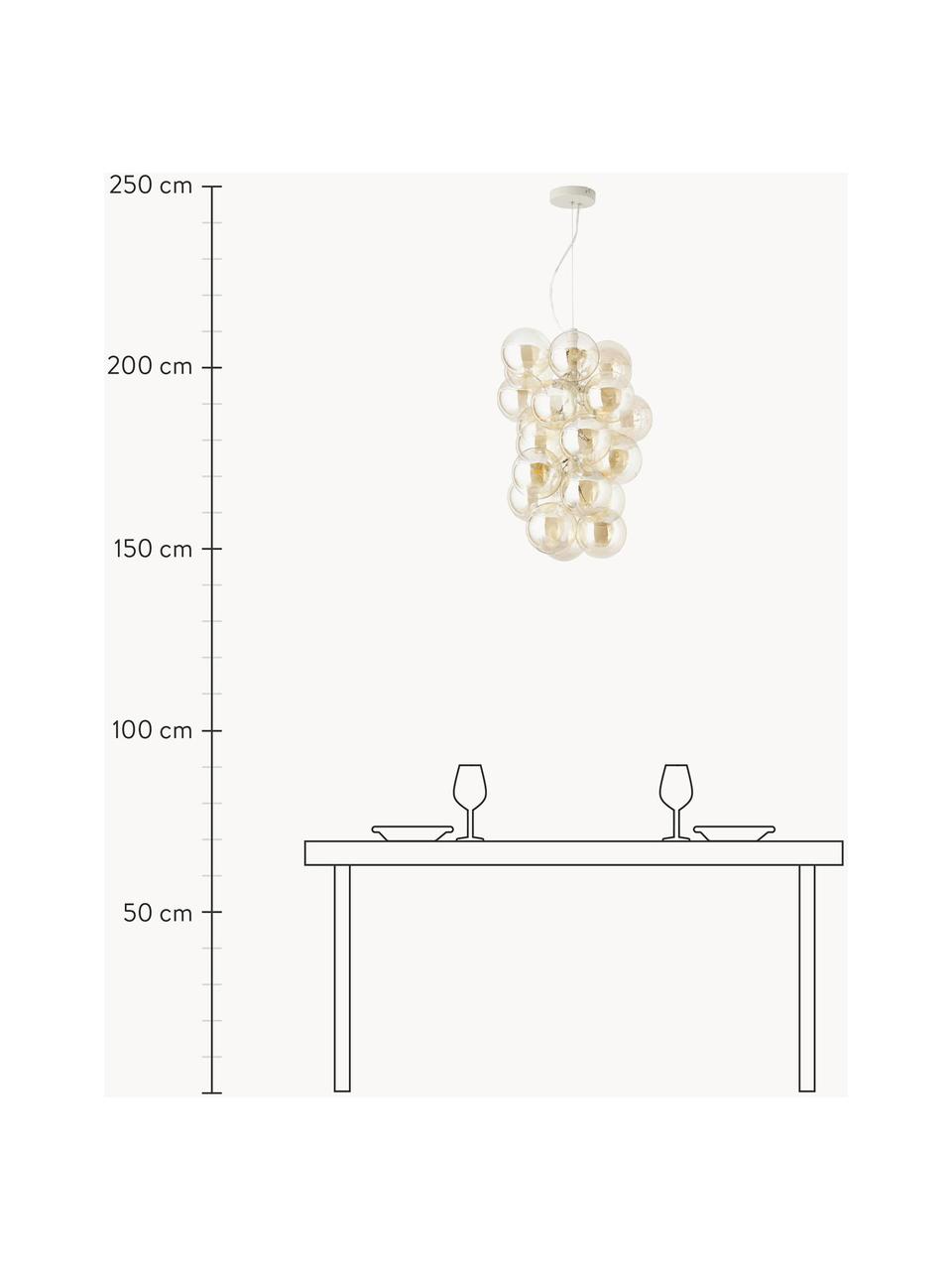 Design Pendelleuchte Bubbles aus Glas, Baldachin: Metall, pulverbeschichtet, Goldfarben, Ø 41 x H 160 cm