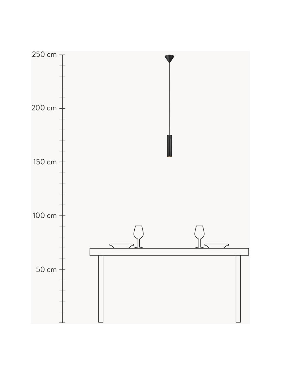 Lampada a sospensione piccola Tilo, Paralume: legno, metallo rivestito, Baldacchino: metallo rivestito, Nero, Ø 6 x Alt. 25 cm