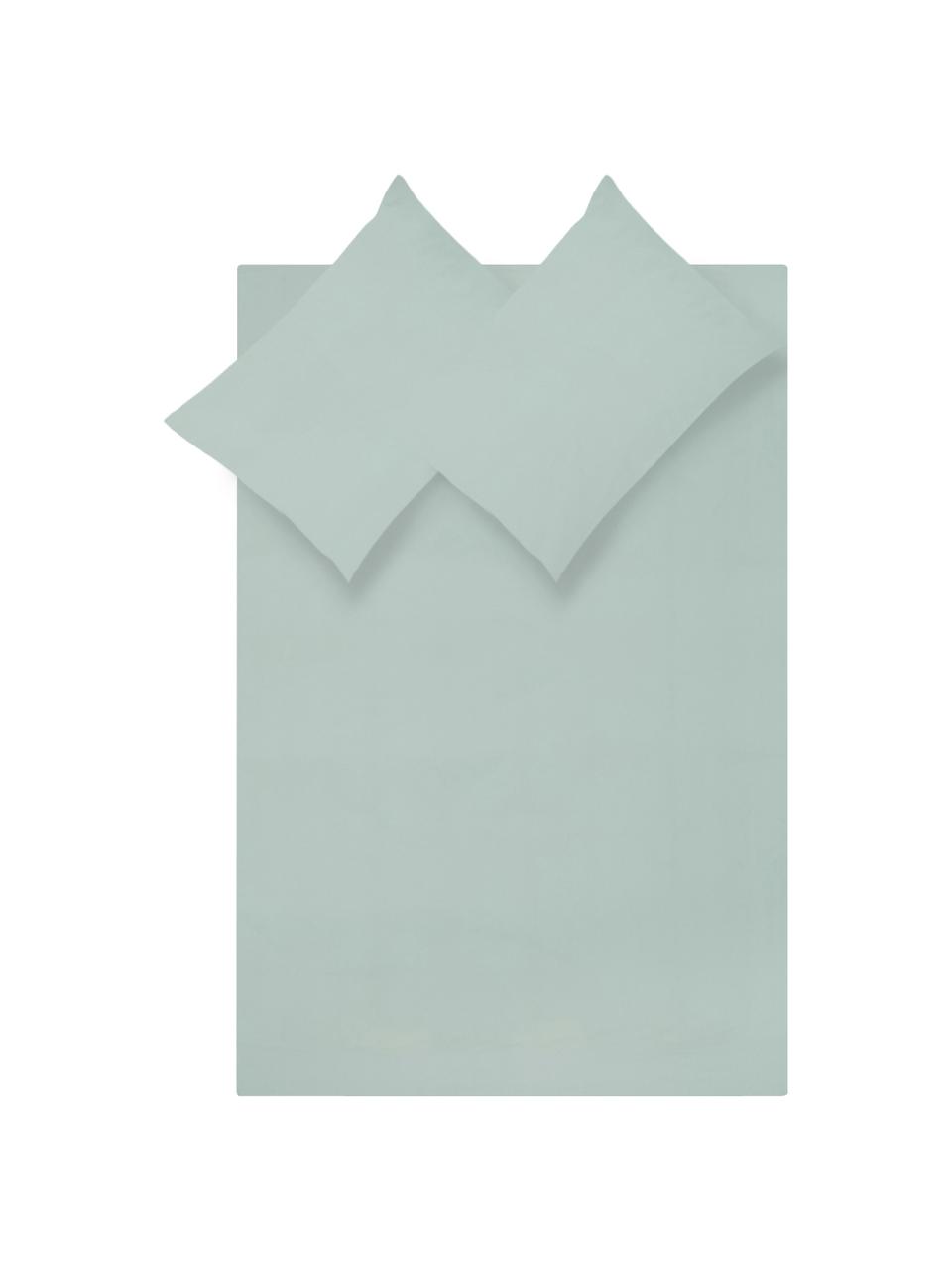 Parure copripiumino in percalle Elsie, Tessuto: percalle Densità del filo, Verde salvia, 255 x 200 cm + 2 federe 50 x 80 cm