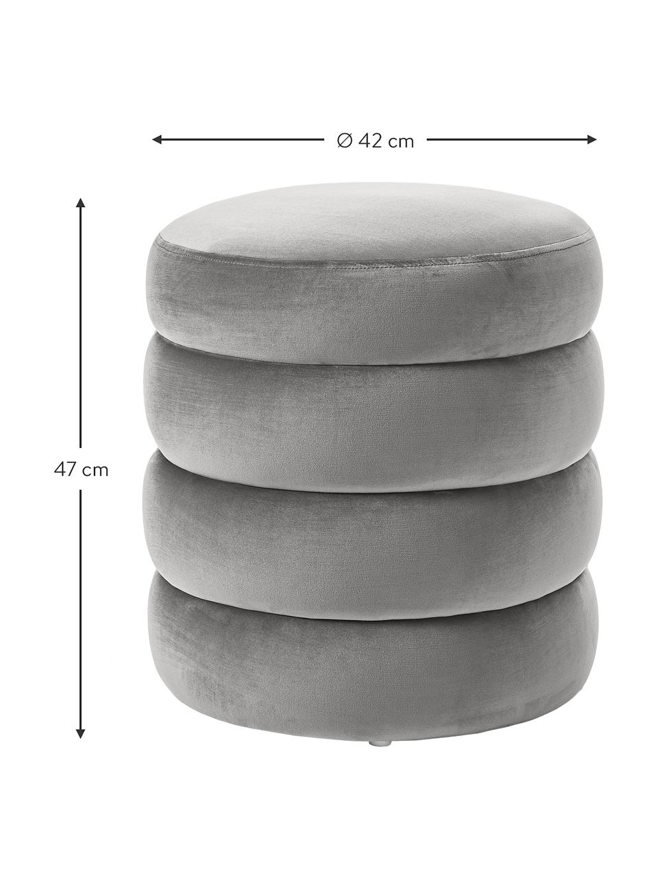 Tabouret en velours Alto, Velours gris, Ø 42 x haut. 48 cm