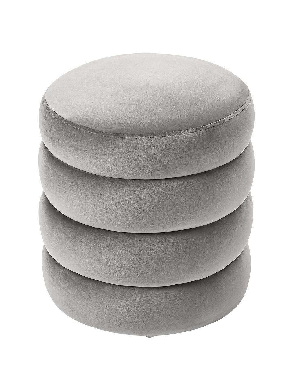 Tabouret en velours Alto, Velours gris, Ø 42 x haut. 48 cm