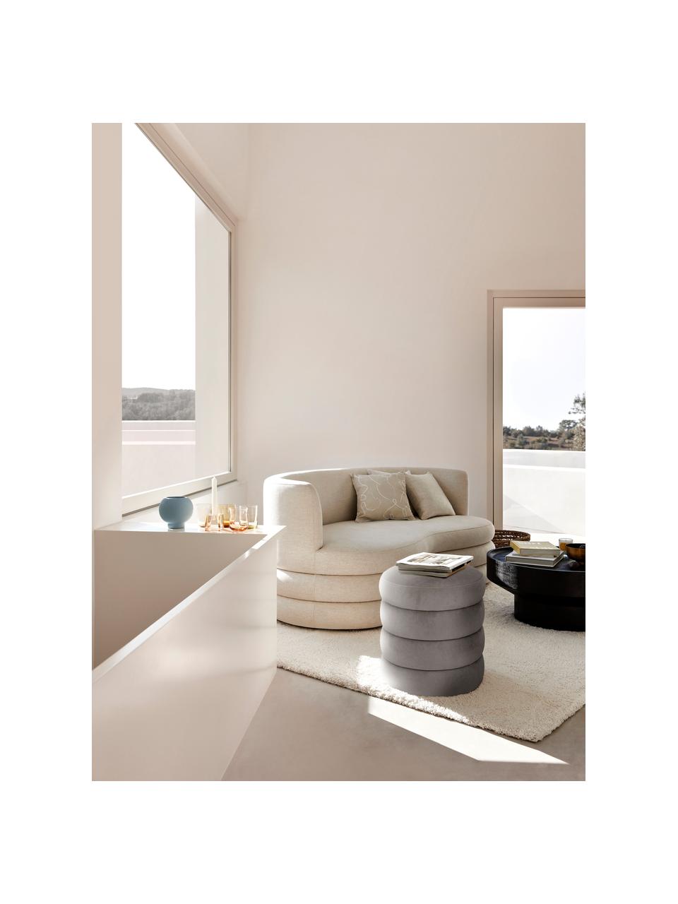 Fluwelen poef Alto, Bekleding: fluweel (100 % polyester), Frame: massief grenenhout, multi, Fluweel grijs, Ø 42 x H 48 cm