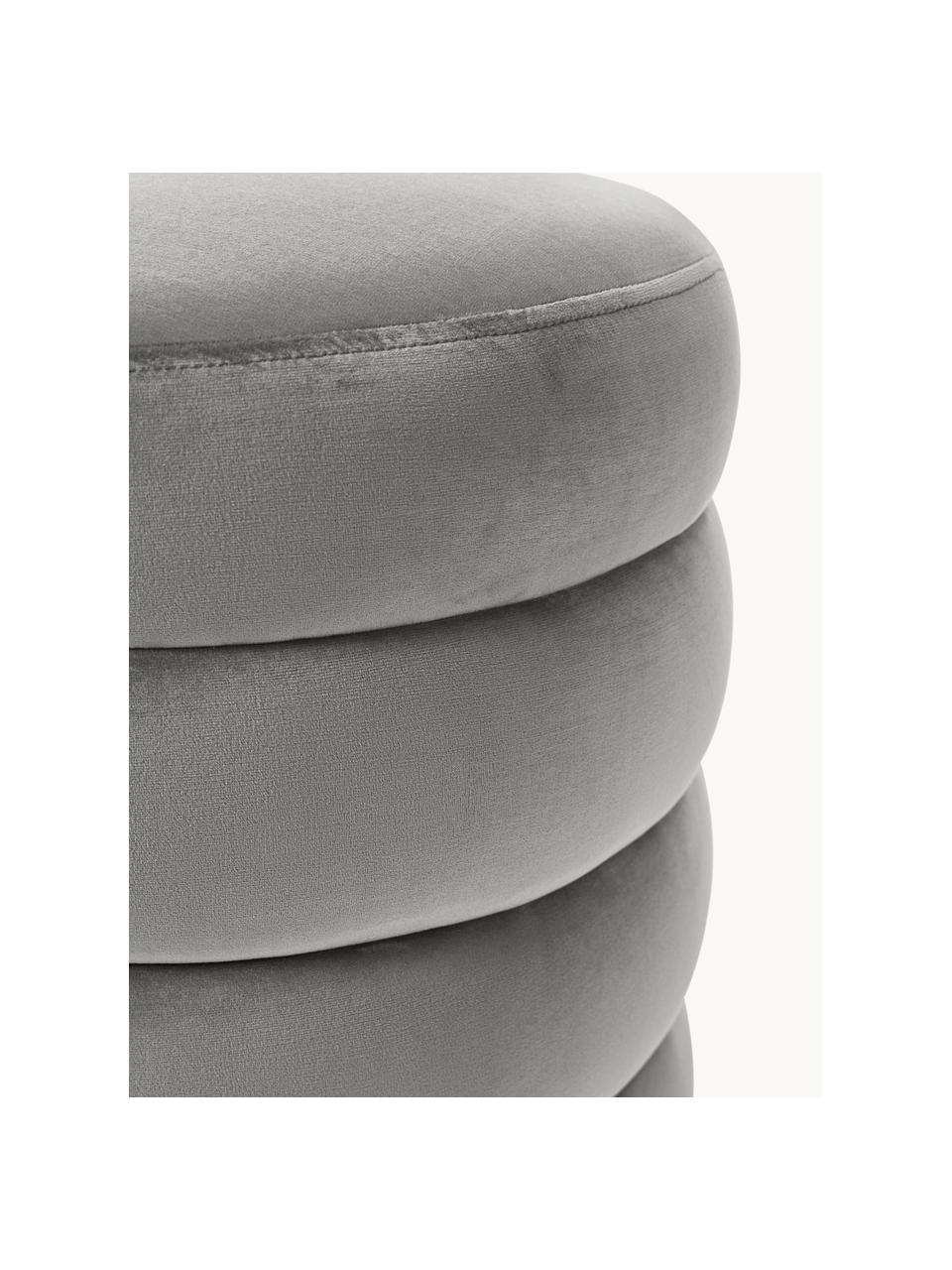 Pouf en velours Alto, Velours gris, Ø 42 x haut. 48 cm