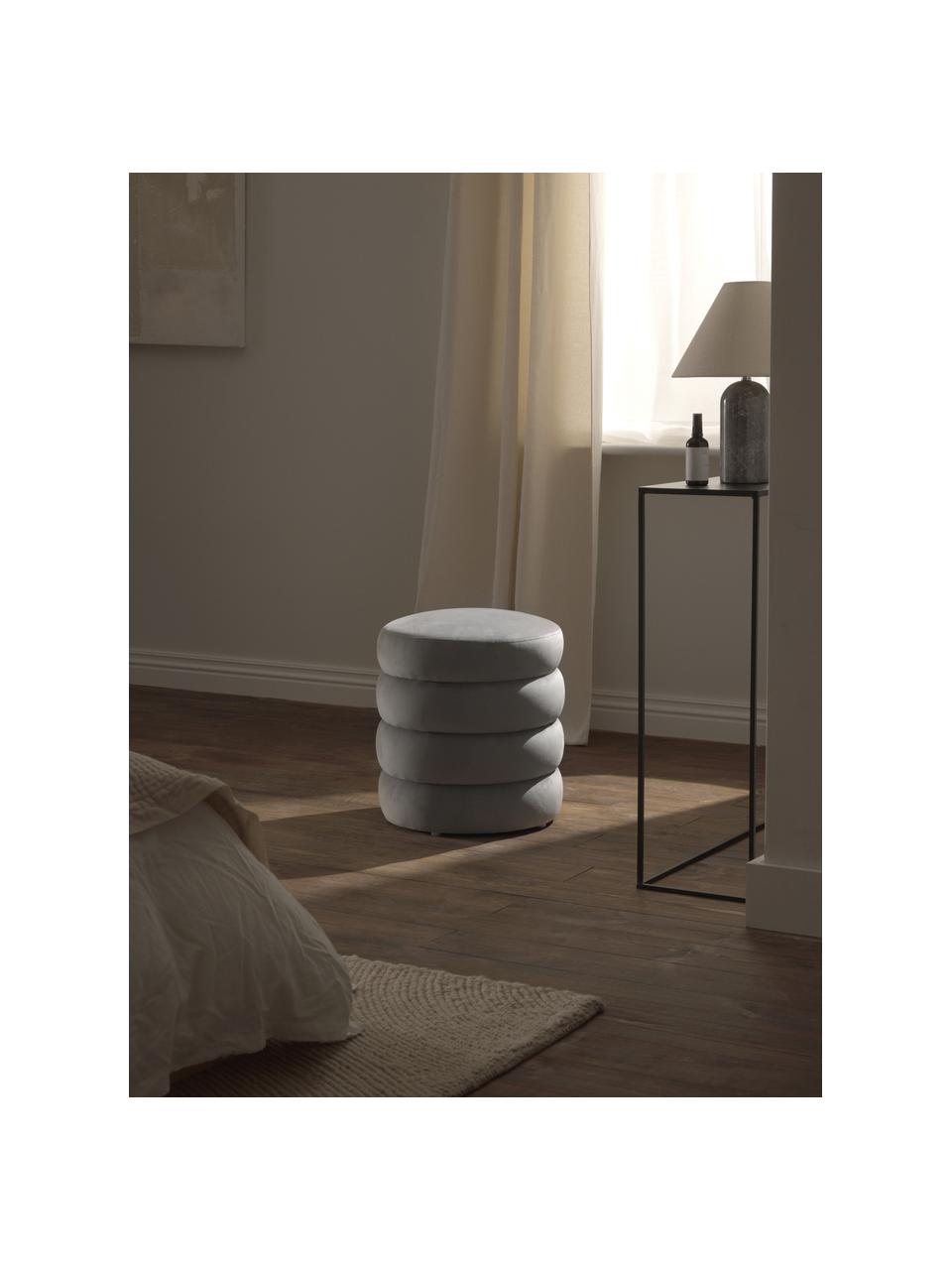 Pouf en velours Alto, Velours gris, Ø 42 x haut. 48 cm