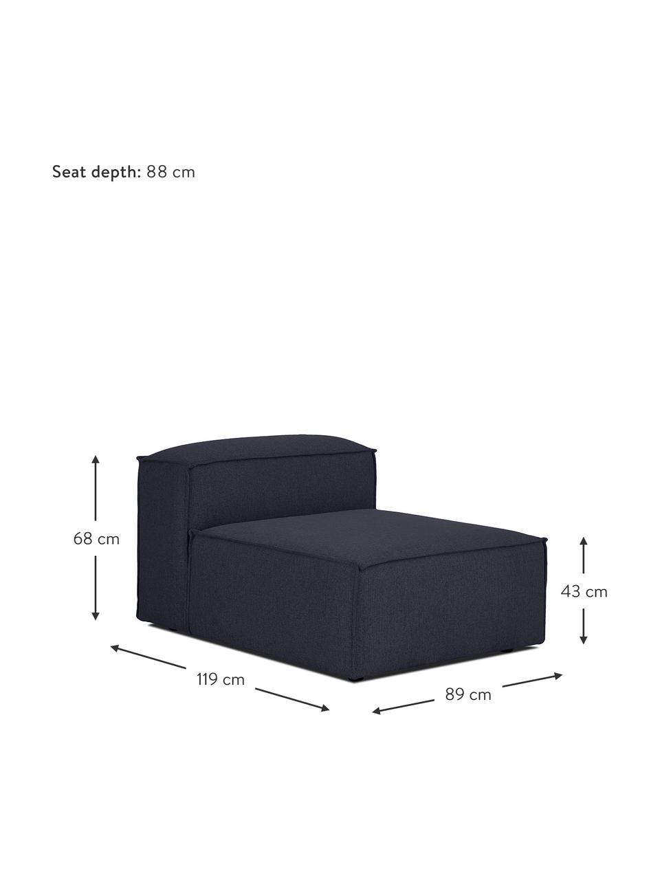 Mittelmodul Lennon, Bezug: 100 % Polyester Der strap, Gestell: Massives Kiefernholz FSC-, Füße: Kunststoff, Webstoff Dunkelblau, B 89 x T 119 cm