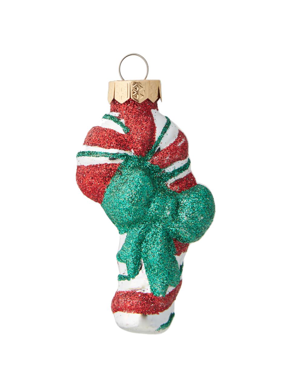 Mondgeblazen kerstboomhangers Margot van glas, set van 18, Glas, Rood, groen, wit, goudkleurig, Set met verschillende formaten