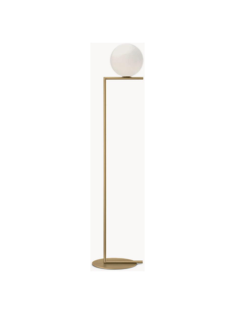 Dimmbare Stehlampe IC Lights, mundgeblasen, Lampenschirm: Glas, Goldfarben, Weiß, H 185 cm