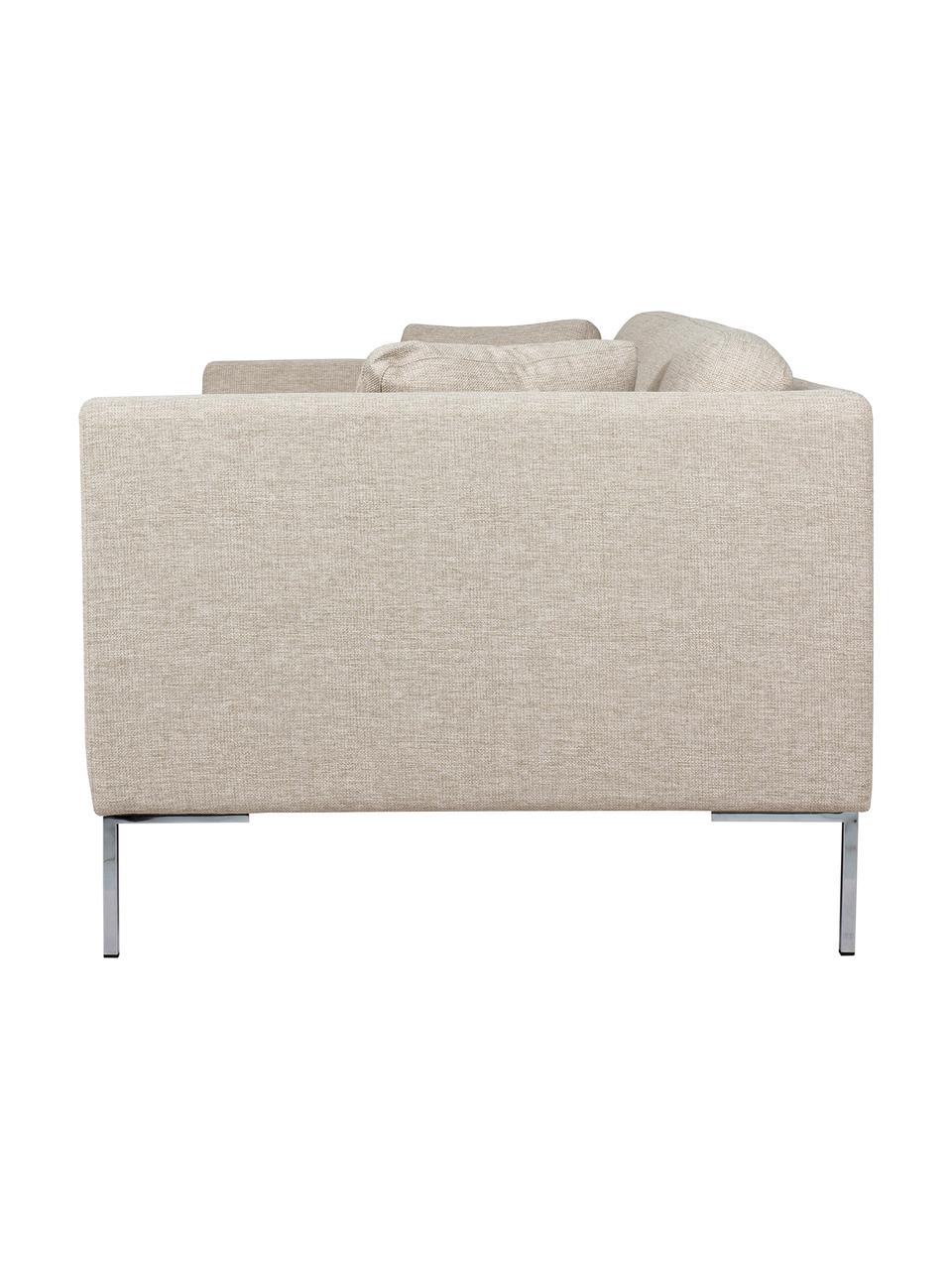 Sofa Emma (2-Sitzer), Bezug: Polyester 100.000 Scheuer, Gestell: Massives Kiefernholz, Füße: Metall, galvanisiert, Webstoff Beige, Füße Silber, B 194 x T 100 cm