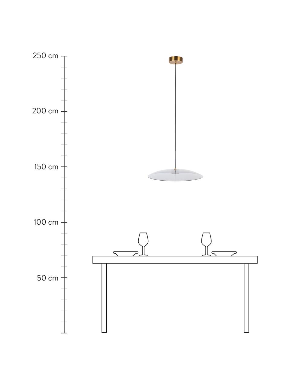 Dimmbare LED-Pendelleuchte Float aus Glas, Lampenschirm: Glas, Baldachin: Metall, beschichtet, Goldfarben, Transparent, Ø 50 x H 7 cm