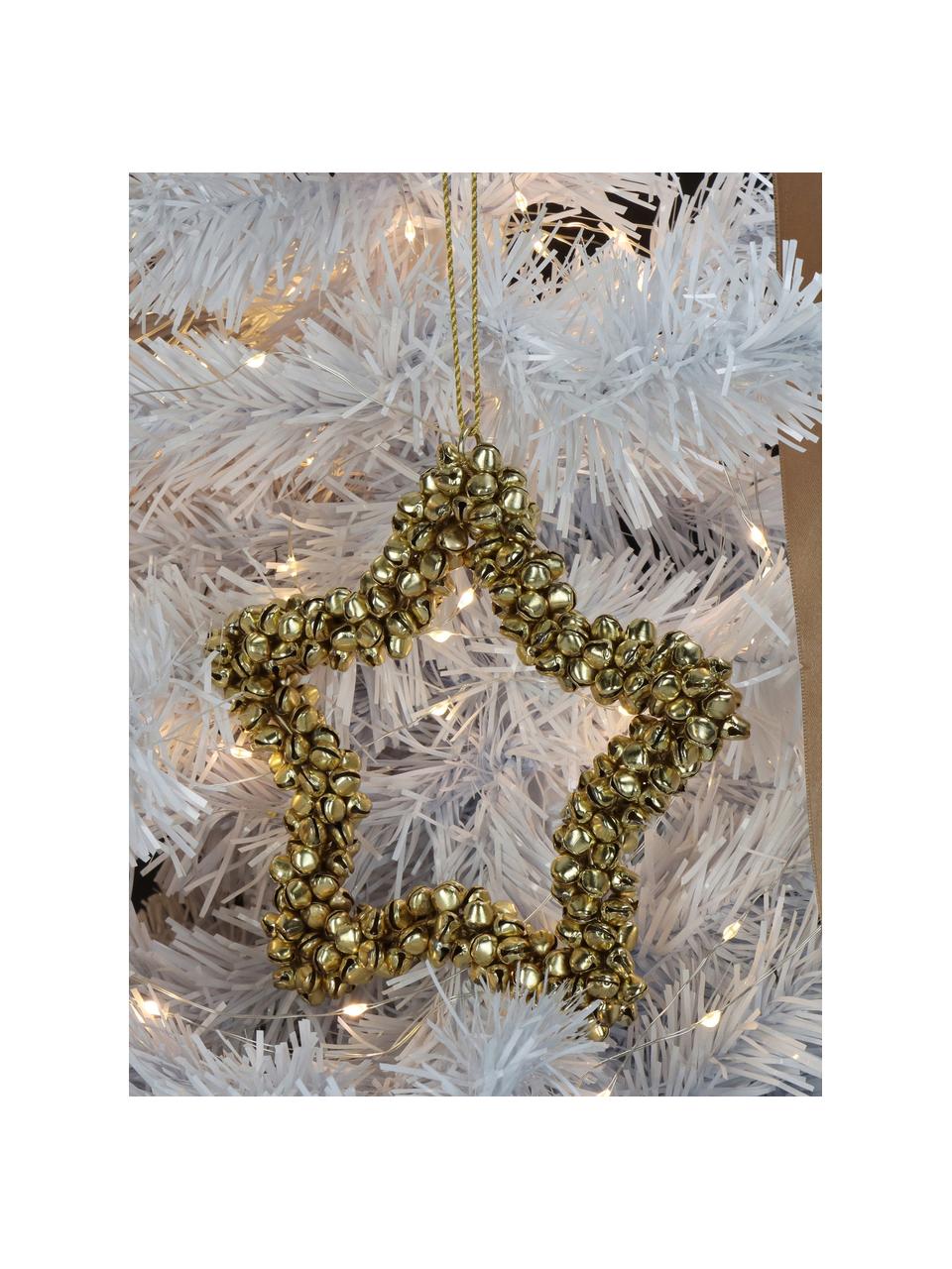 Kerstboomhanger Star met belletjes, Gecoat metaal, Goudkleurig, B 14 x H 14 cm
