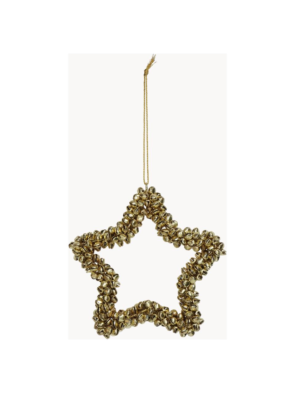 Baumanhänger Star mit Glöckchen, Metall, beschichtet, Goldfarben, B 14 x H 14 cm