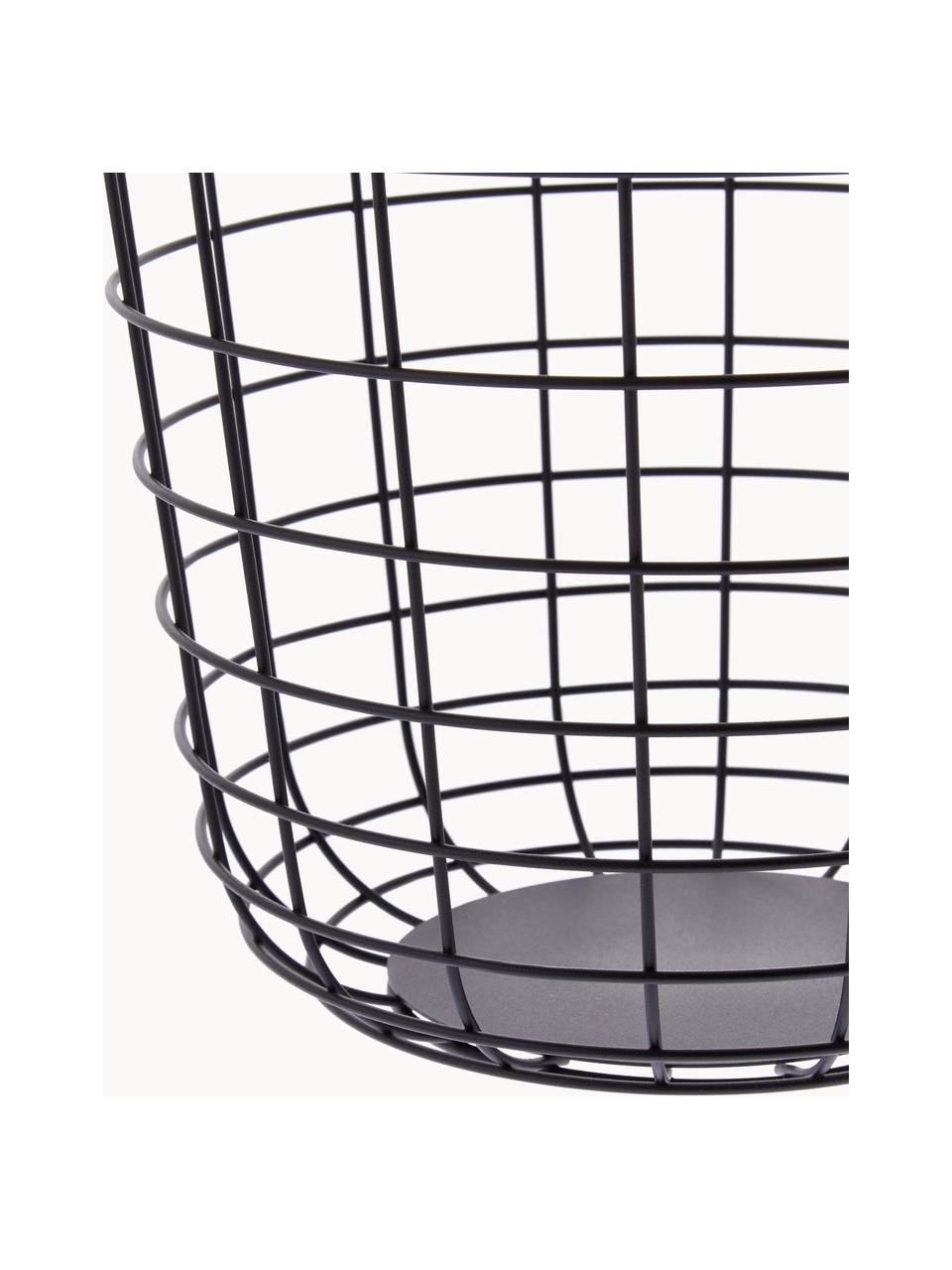 Cesta grande de metal Wire, Cesta: acero, Bolsa: algodón, Negro, Ø 32 x Al 35 cm