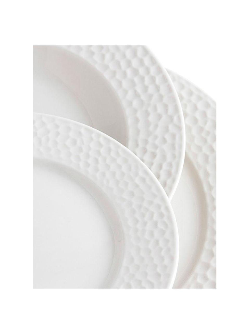 Vajilla de porcelana Relieve, 18 pzas., Porcelana, Blanco, Set de diferentes tamaños