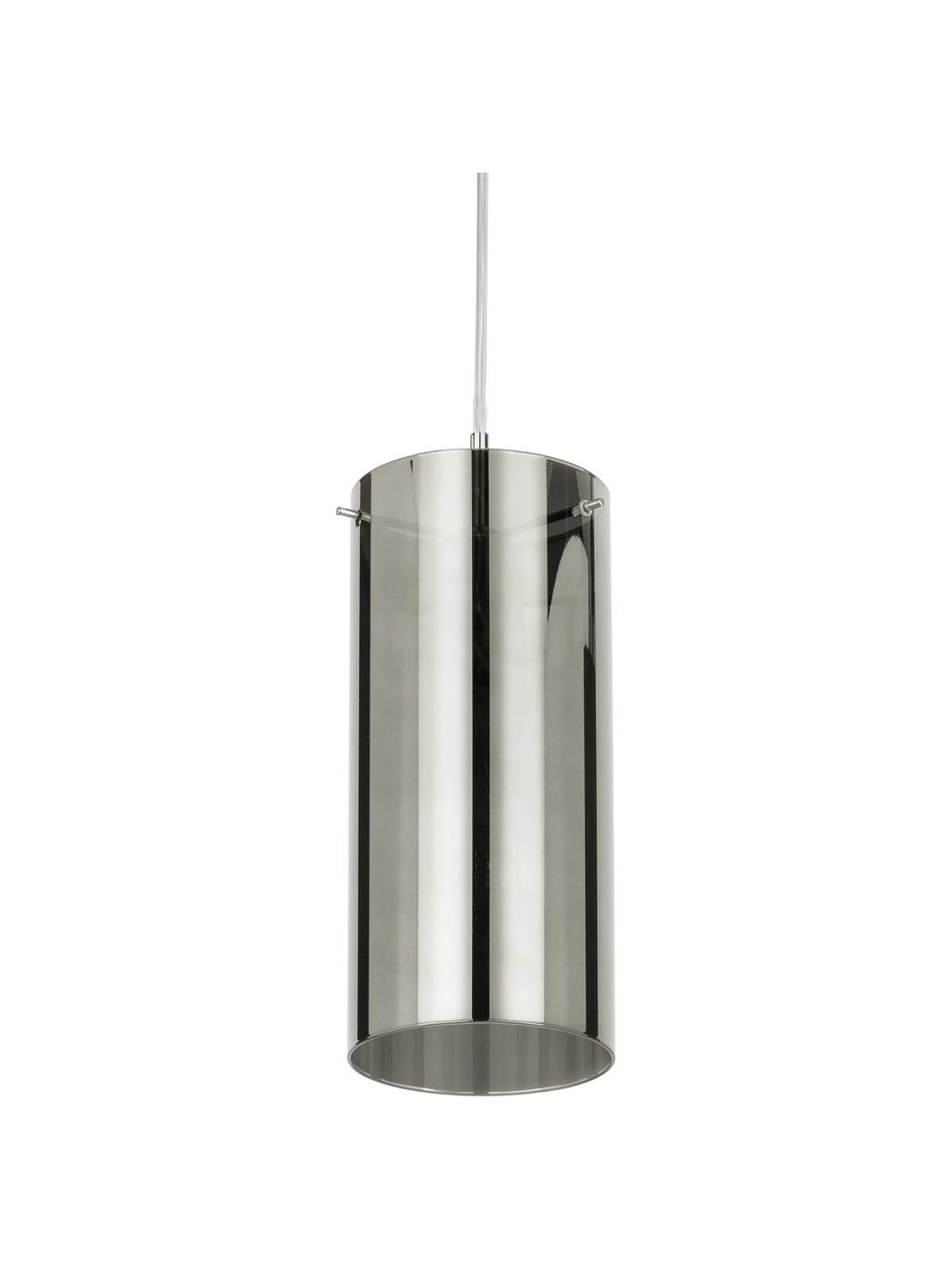 Mała lampa wisząca Storm, Klosz: srebrnoszary, transparentny Złącza i osłona mocowania sufitowego: chrom, Ø 12 x W 31 cm