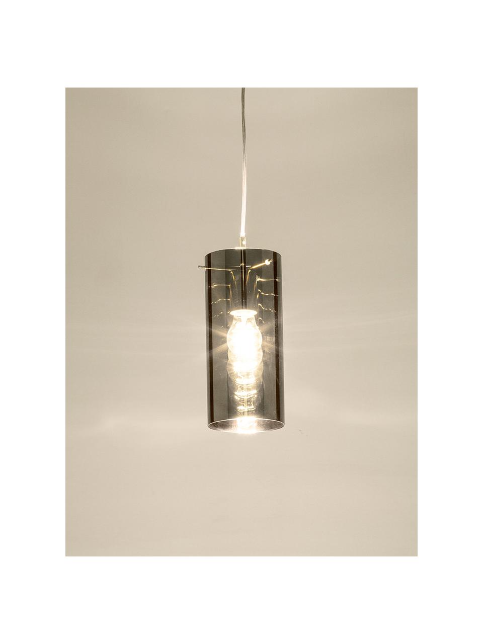 Mała lampa wisząca Storm, Klosz: srebrnoszary, transparentny Złącza i osłona mocowania sufitowego: chrom, Ø 12 x W 31 cm