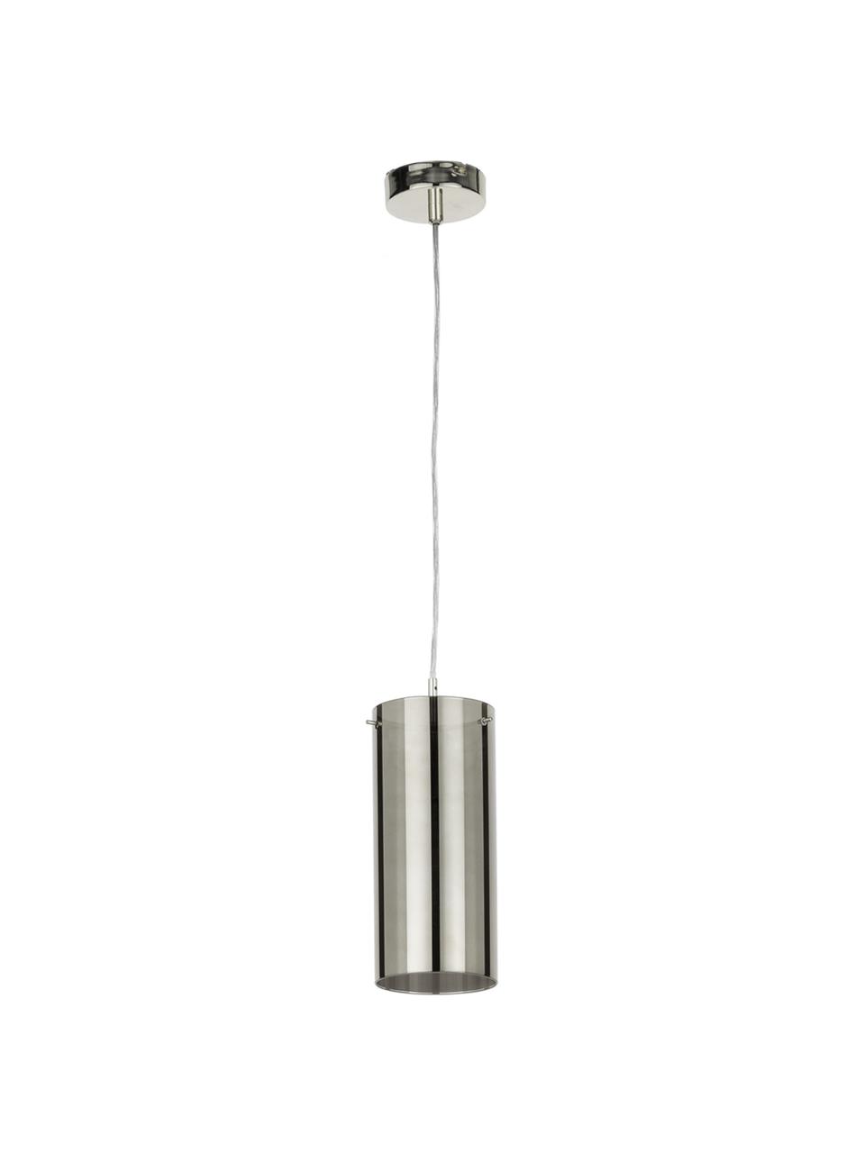Hanglamp Storm van glas, Lampenkap: gecoat glas, Lampenkap: zilvergrijs, transparant. Bevestiging en baldakijn: nikkelkleurig, Ø 12 cm