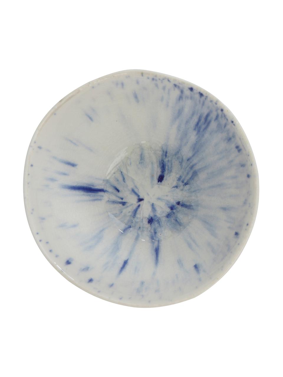Ručne vyrobená miska z kameniny s modrými škvrnami Heather, 2 ks, Biela, modrá