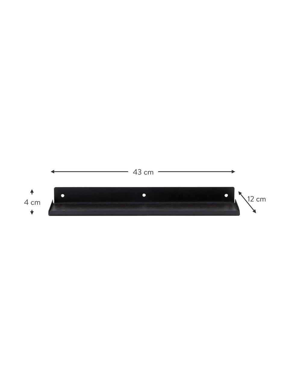 Estante de pared de metal Ledge, Metal recubierto, Negro, An 43 x Al 4 cm