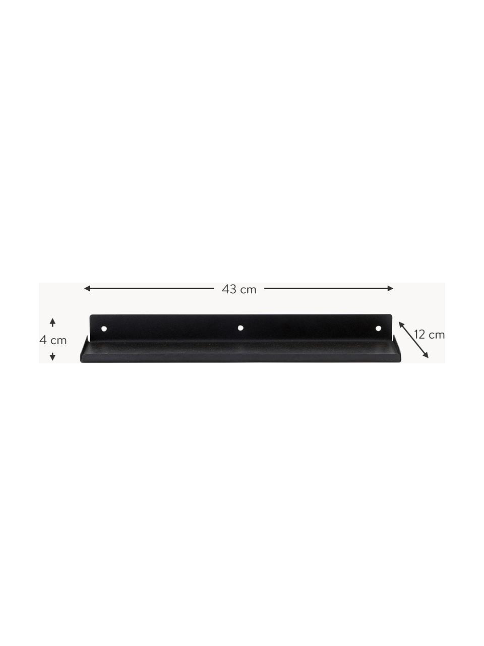 Estante de pared de metal Ledge, Metal recubierto, Negro, An 43 x Al 4 cm