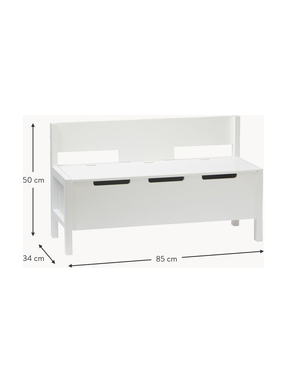 Banc avec rangement Star, MDF, bois de pin, Blanc, larg. 85 x haut. 34 cm