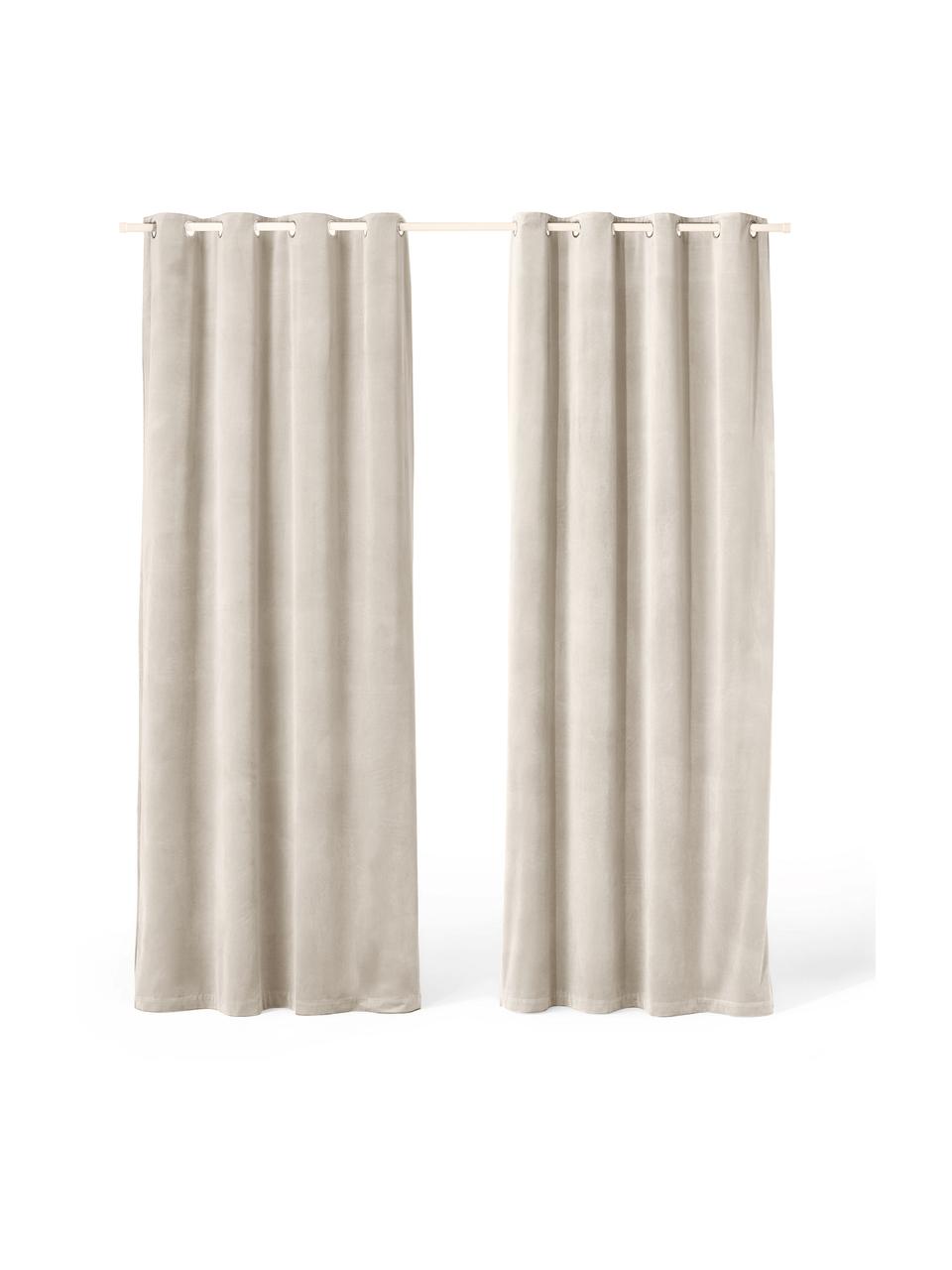 Sametové zatemňovací závěsy s kroužky Rush, 2 ks, 100 % polyester (recyklovaný), Béžová, Š 135 cm, D 260 cm