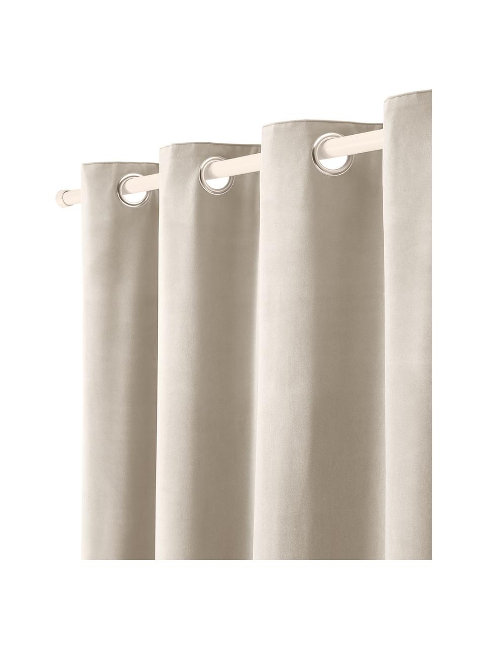 Samt-Abdunklungsvorhang Rush mit Ösen, 2 Stück, 100 % Polyester (recycelt), Beige, B 135 x L 260 cm