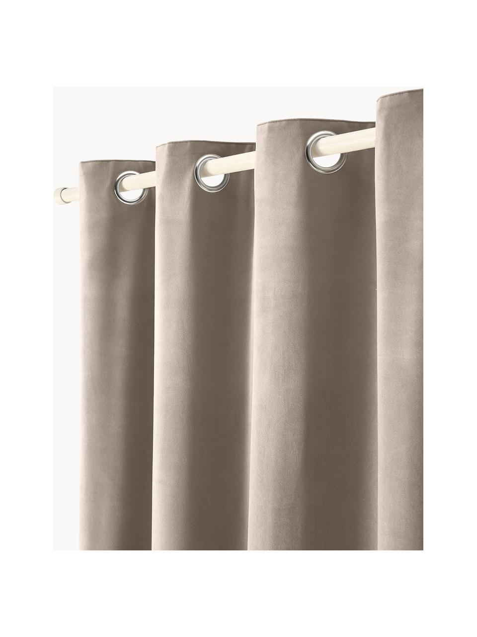 Abdunkelnder Samt-Vorhang Rush mit Ösen, 2 Stück, 100 % Polyester (recycled), GRS-zertifiziert, Beige, B 135 x L 260 cm