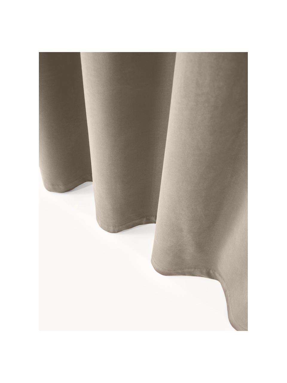 Abdunkelnder Samt-Vorhang Rush mit Ösen, 2 Stück, 100 % Polyester (recycled), GRS-zertifiziert, Beige, B 135 x L 260 cm