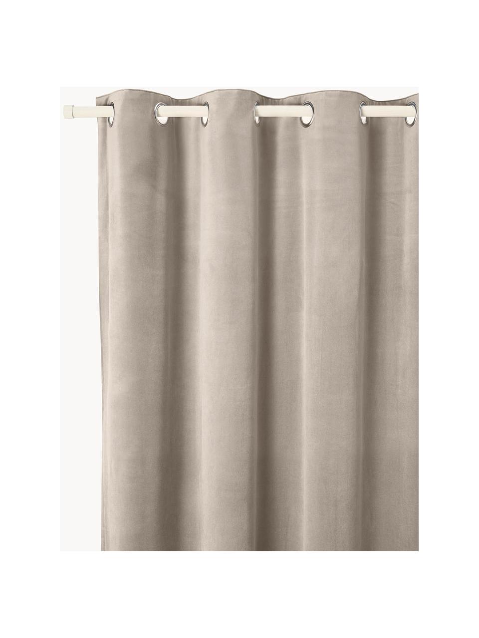 Abdunkelnder Samt-Vorhang Rush mit Ösen, 2 Stück, 100 % Polyester (recycled), GRS-zertifiziert, Beige, B 135 x L 260 cm