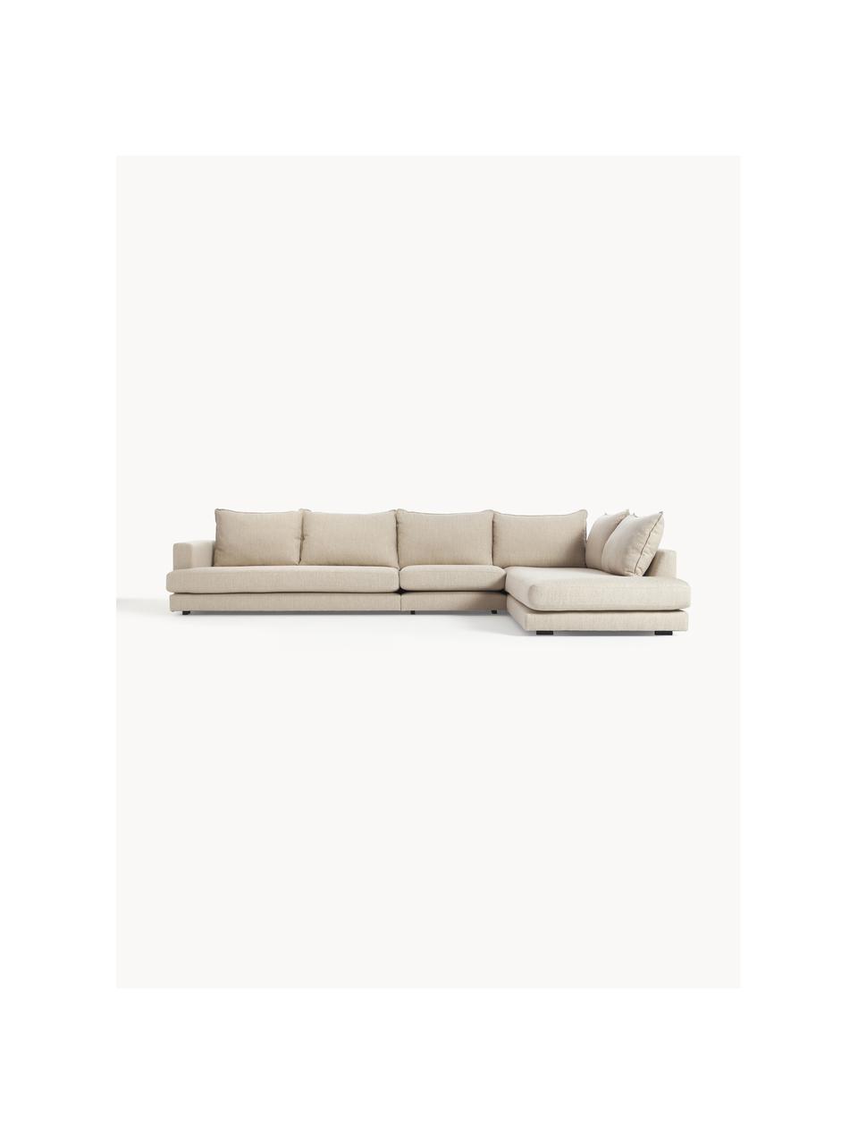 XL-Ecksofa Tribeca, Bezug: 100 % Polyester Der hochw, Gestell: Massives Kiefernholz, FSC, Füße: Massives Buchenholz, lack, Webstoff Beige, B 405 x T 228 cm, Eckteil links