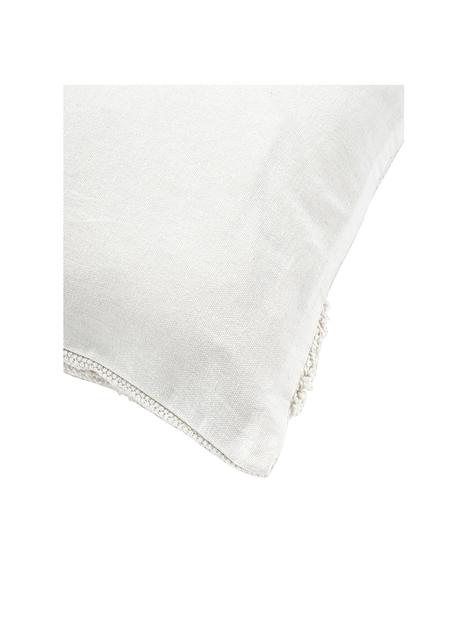 Funda de cojín texturizada Laerke, estilo boho, 100% algodón ecológico con certificado BCI, Crema, An 45 x L 45 cm