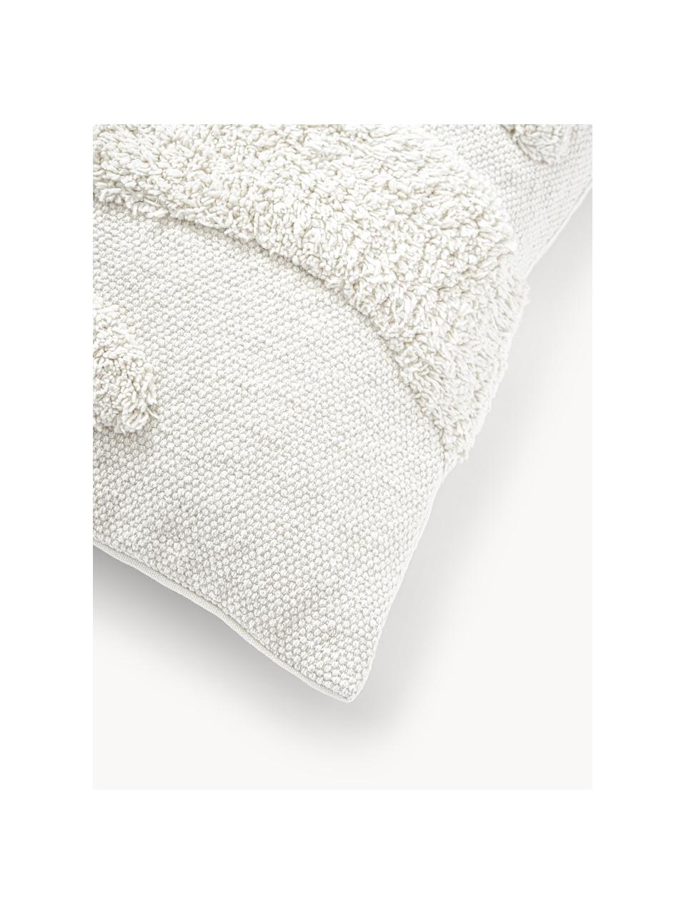 Povlak na polštář s všívanými detaily Gabriel, 100 % bavlna, Tlumeně bílá, Š 45 cm, D 45 cm