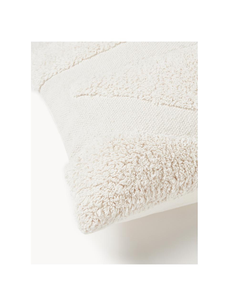 Povlak na polštář s všívanými detaily Gabriel, 100 % bavlna, Tlumeně bílá, Š 45 cm, D 45 cm