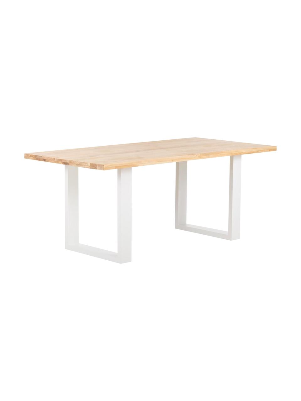 Jídelní stůl s deskou z masivu Oliver, Divoký dub, bílá