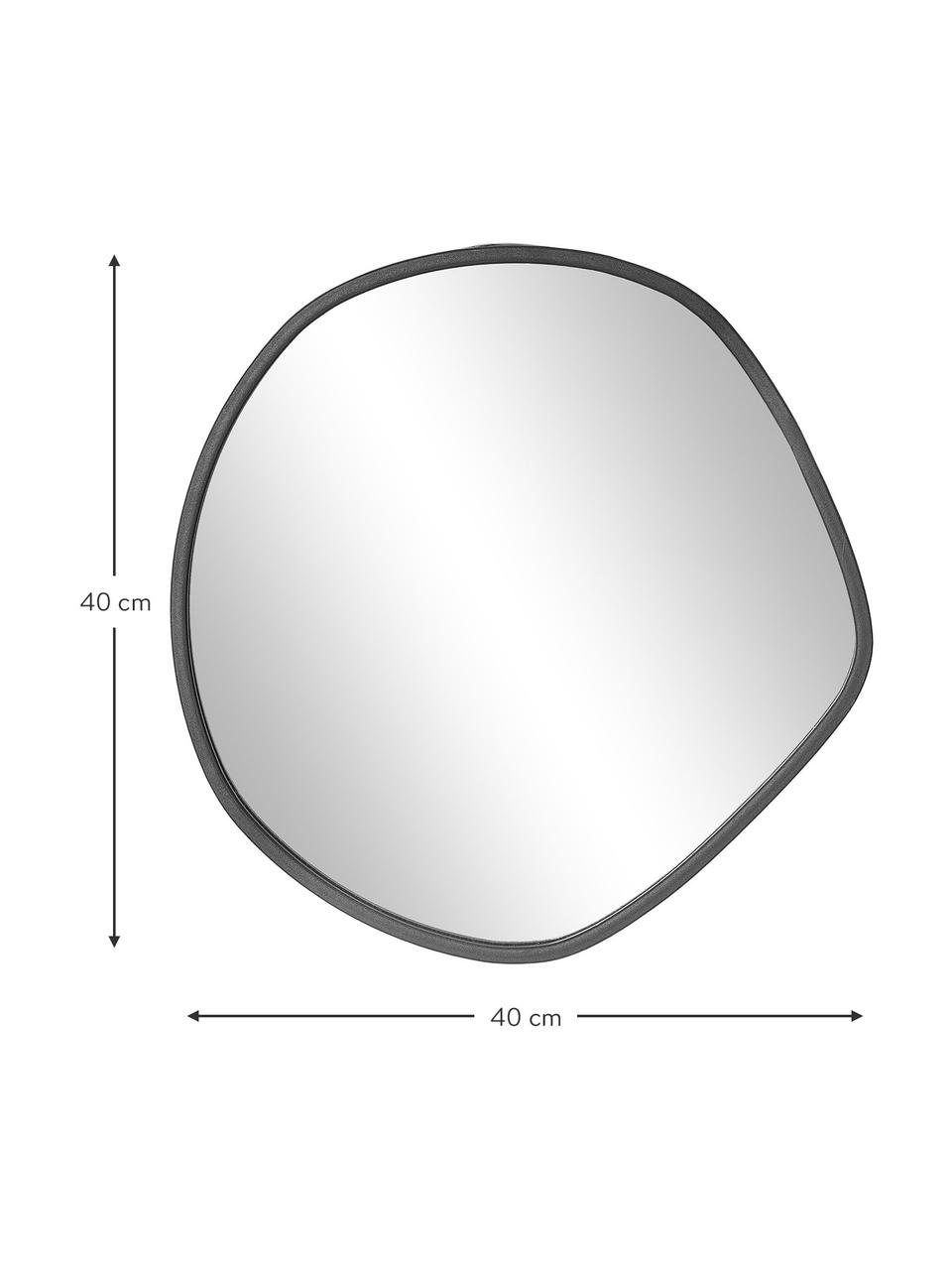 Espejo de pared de metal Faun, Espejo: cristal, Parte trasera: tablero de fibras de dens, Negro, An 40 x Al 40 cm