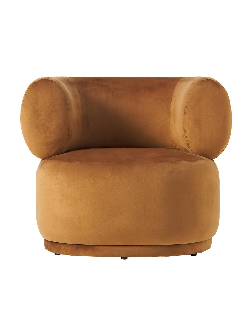 Sillón de terciopelo Cori, Tapizado: 100% poliéster, Estructura: madera de eucalipto, Terciopelo caramelo, An 100 x Al 84 cm