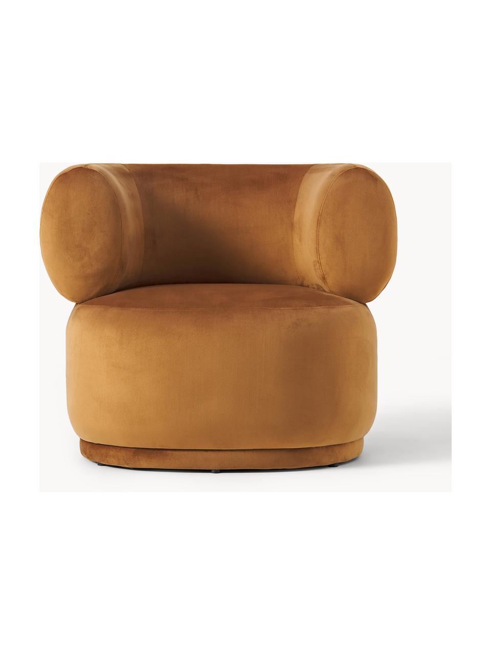 Sillón de terciopelo Cori, Tapizado: 100% poliéster, Estructura: madera de eucalipto, Terciopelo marrón claro, An 100 x Al 84 cm