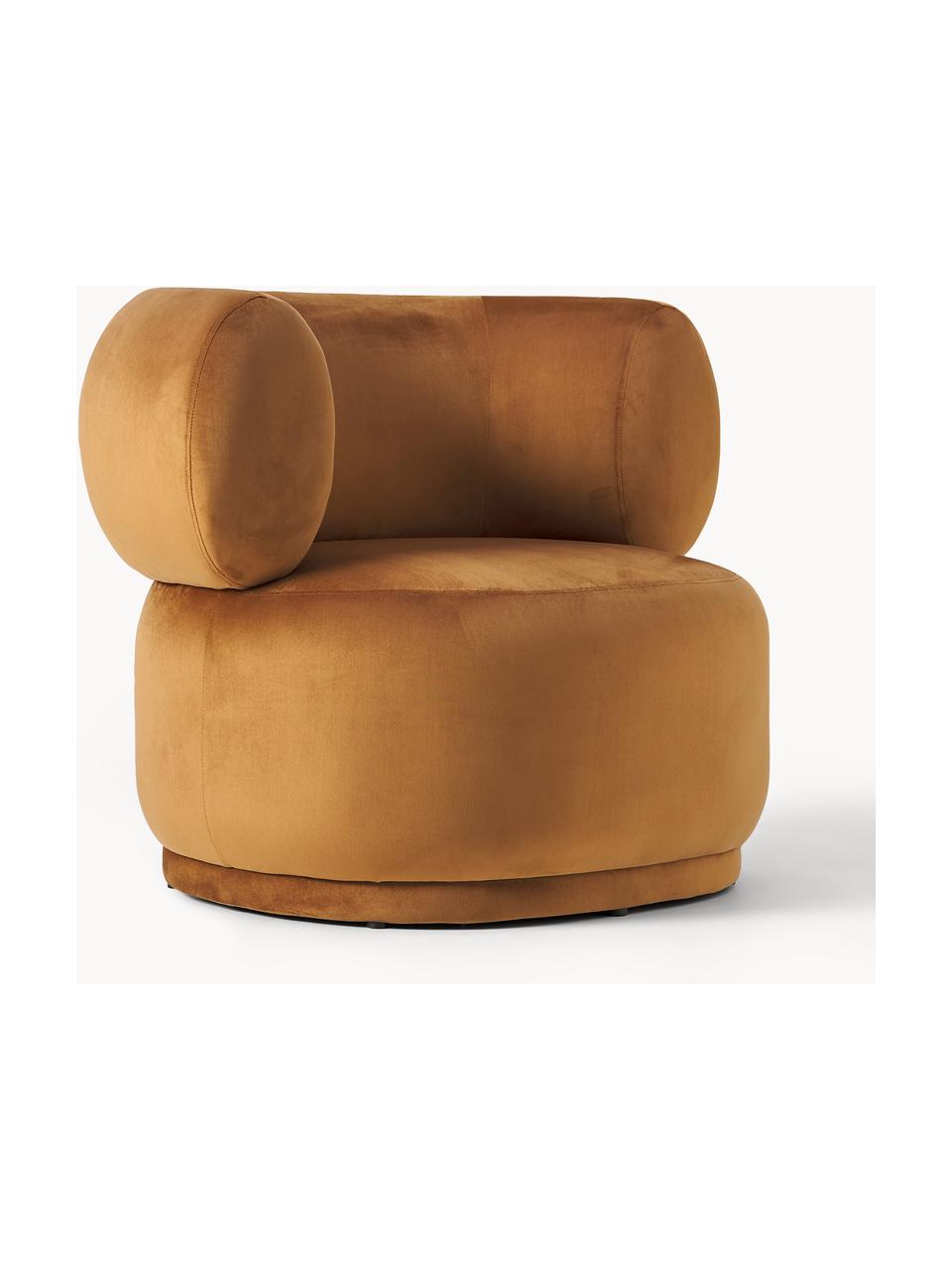 Sillón de terciopelo Cori, Tapizado: 100% poliéster, Estructura: madera de eucalipto, Terciopelo marrón claro, An 100 x Al 84 cm