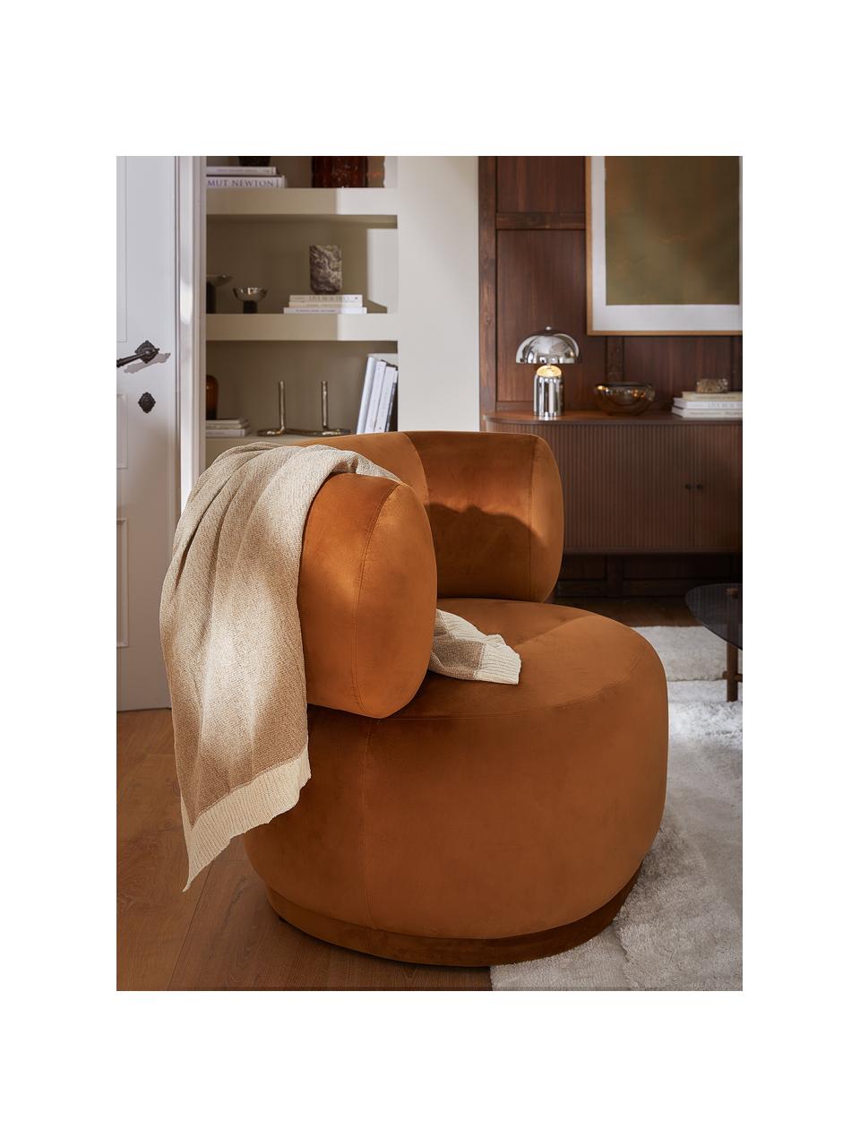 Sillón de terciopelo Cori, Tapizado: 100% poliéster, Estructura: madera de eucalipto, Terciopelo marrón claro, An 100 x Al 84 cm