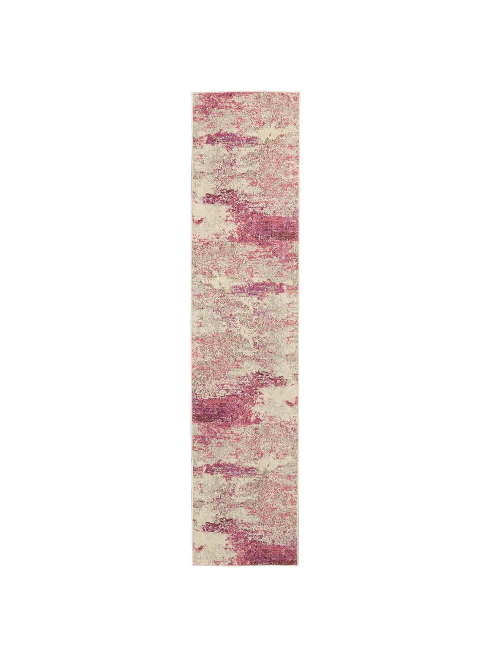 Design loper Celestial in roze-beige, Bovenzijde: polypropyleen, Onderzijde: latex, Beige, roze, 60 x 180 cm