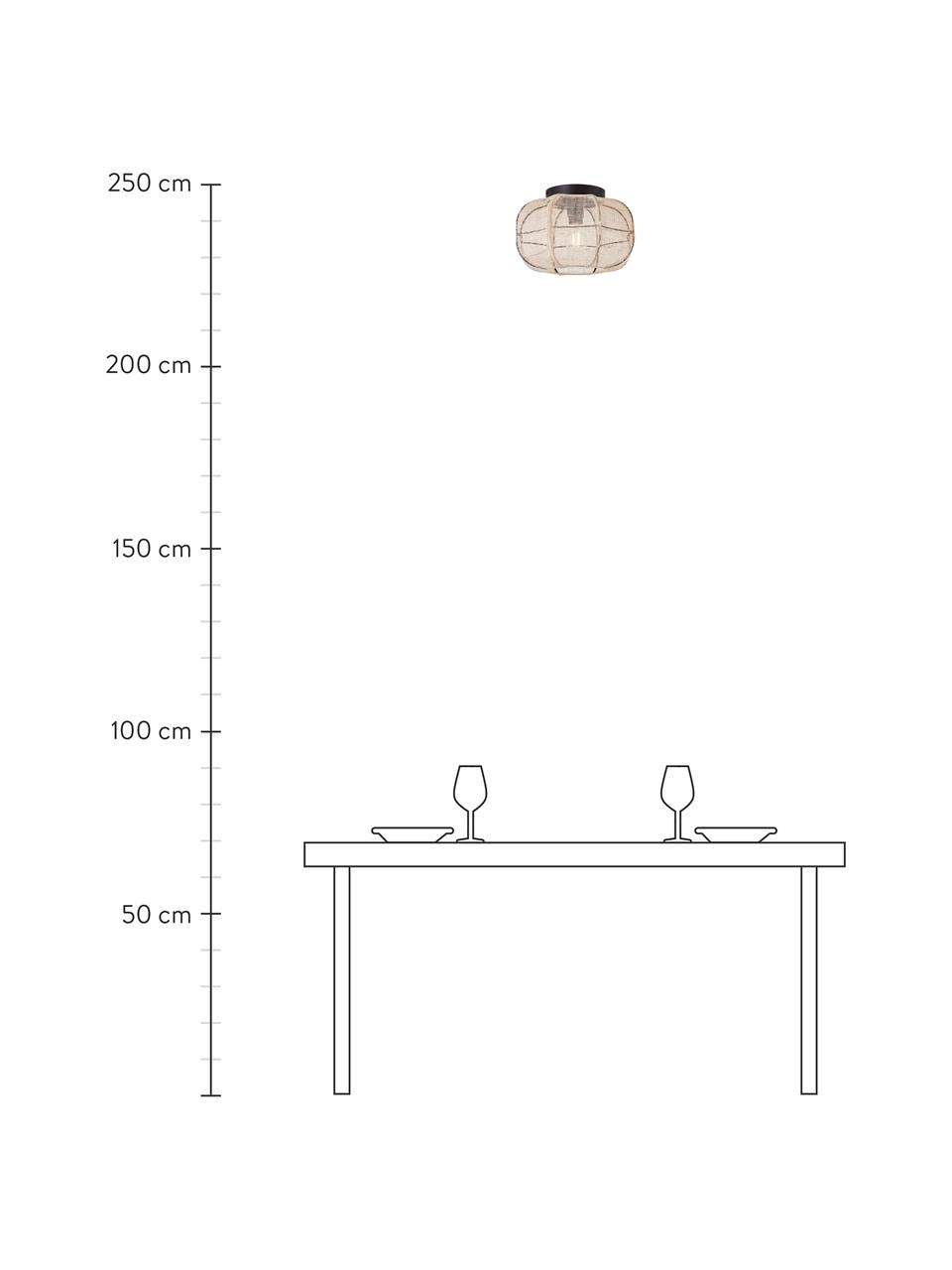 Stropní svítidlo v boho stylu Tanah, Béžová, černá, Ø 33 cm, V 22 cm