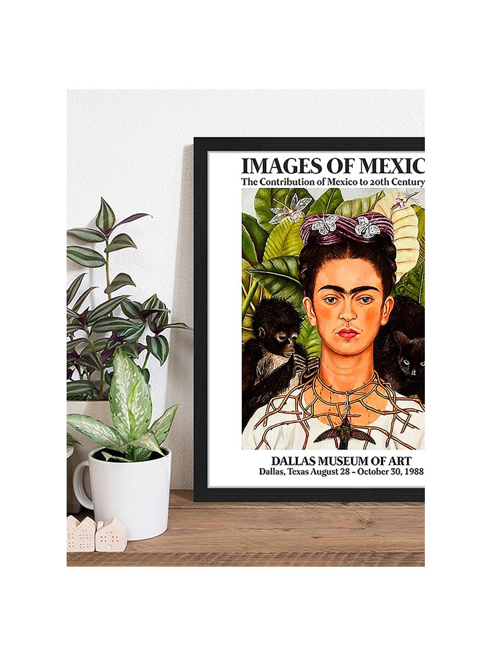 Ingelijste digitale print Frida In The Museum, Afbeelding: digitale print op papier,, Lijst: gelakt hout, Multicolour, B 43 cm x H 53 cm