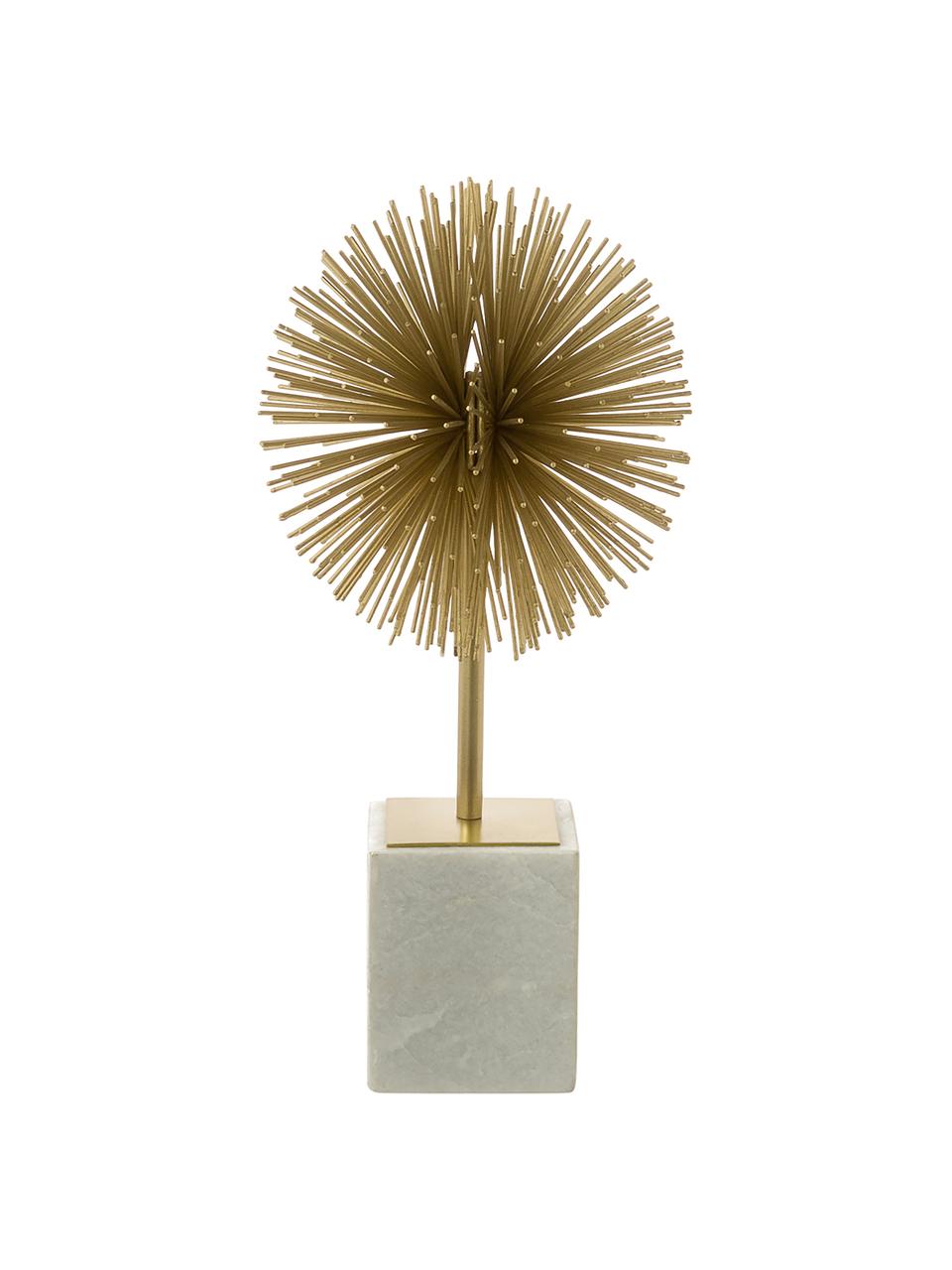 Oggetto decorativo con base in marmo Marball, Ornamento: metallo, Dorato, bianco marmorizzato, Alt. 30 cm
