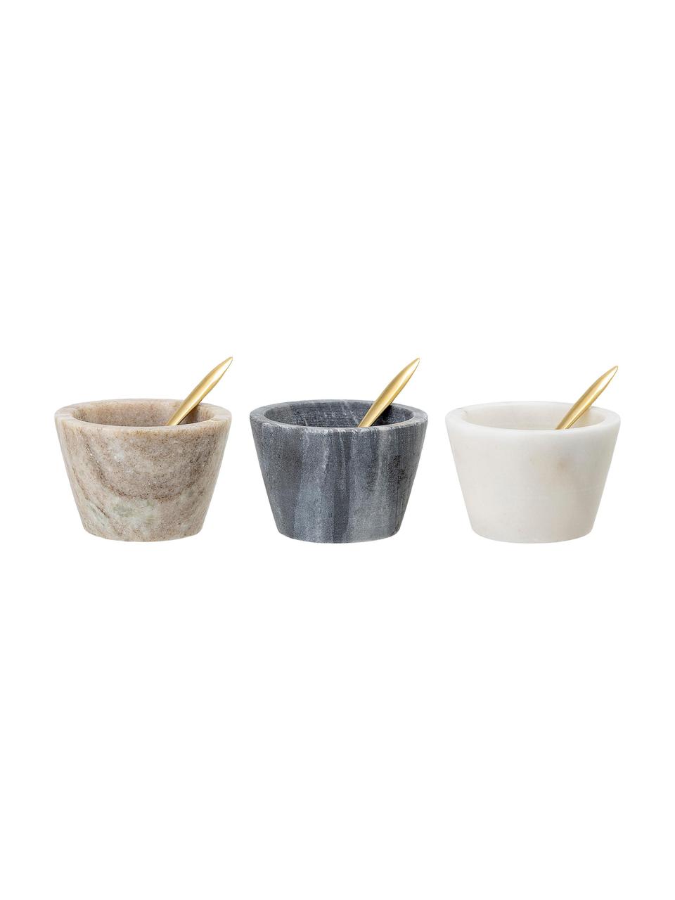 Bols à trempette en marbre Janina, 6 élém., Beige, noir, blanc, marbré, Ø 8 x haut. 5 cm