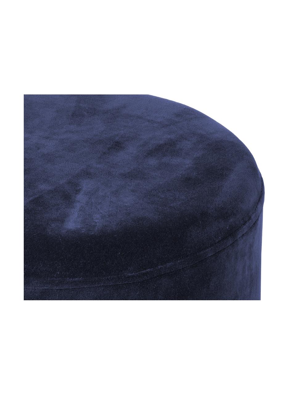 Puf de terciopelo Harlow, Tapizado: terciopelo de algodón, Azul marino, dorado, Ø 38 x Al 42 cm